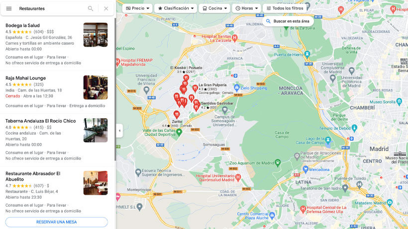 mejores apps reservar encontrar restaurantes cerca de mi ubicacion googlemaps